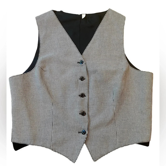 Jackets & Blazers - Houndstooth Menswear Vest Cute 90s Style Large